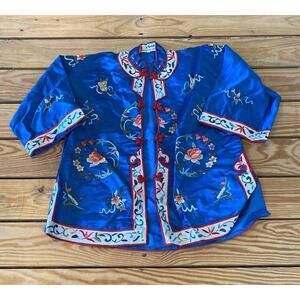 Vintage Esme Embroidered Chinese Kimono Top Size 8 Girl’s Blue